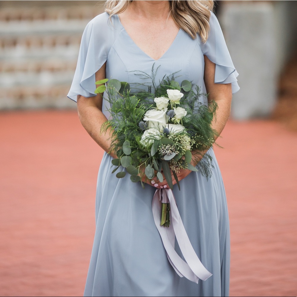 Azazie dusty blue bridesmaid dress